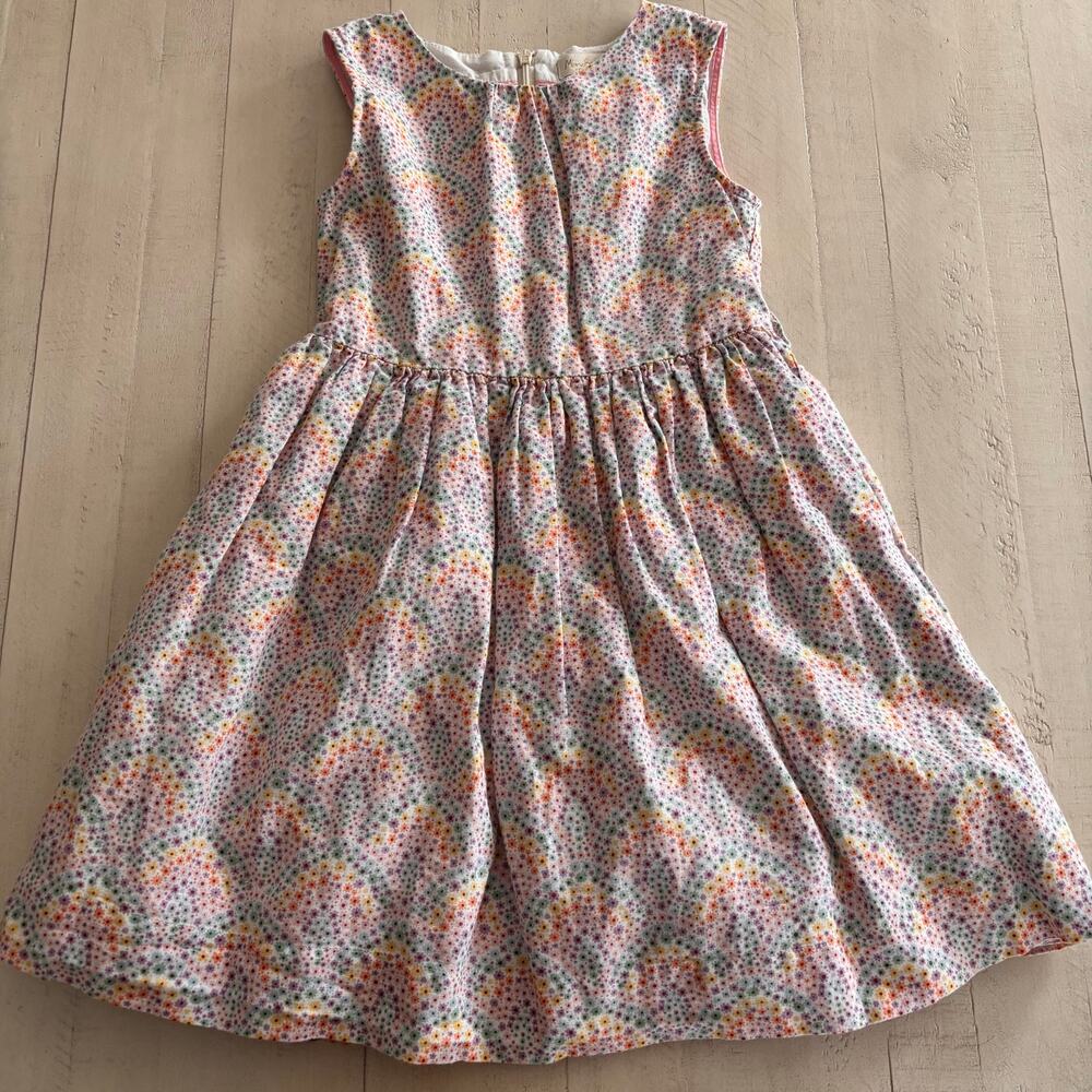 Mini Boden Rainbow Floral Dress Size 7/8 VGUC (missing belt) Preppy Twirl